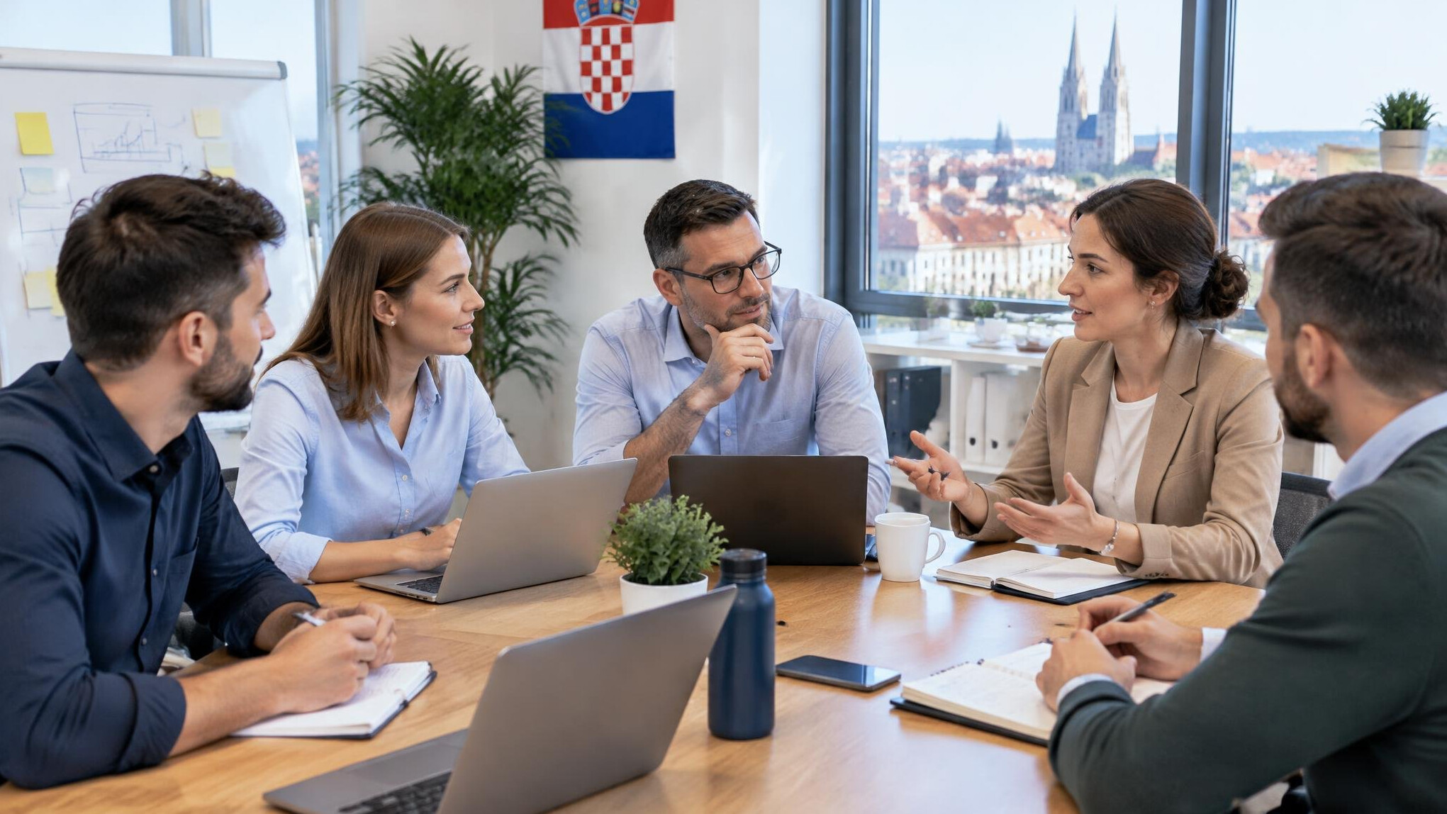 Colleagues in a planning meeting around a table