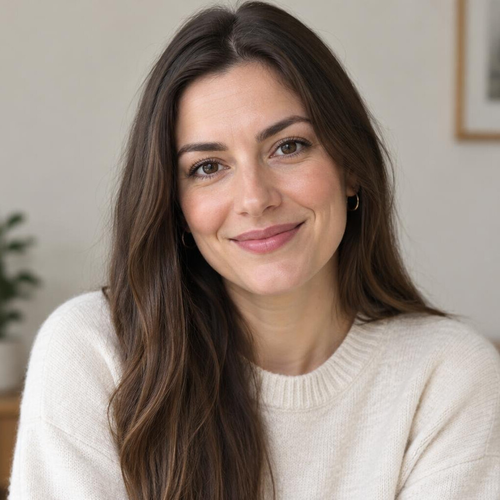 Portrait of a young woman with long hair smiling