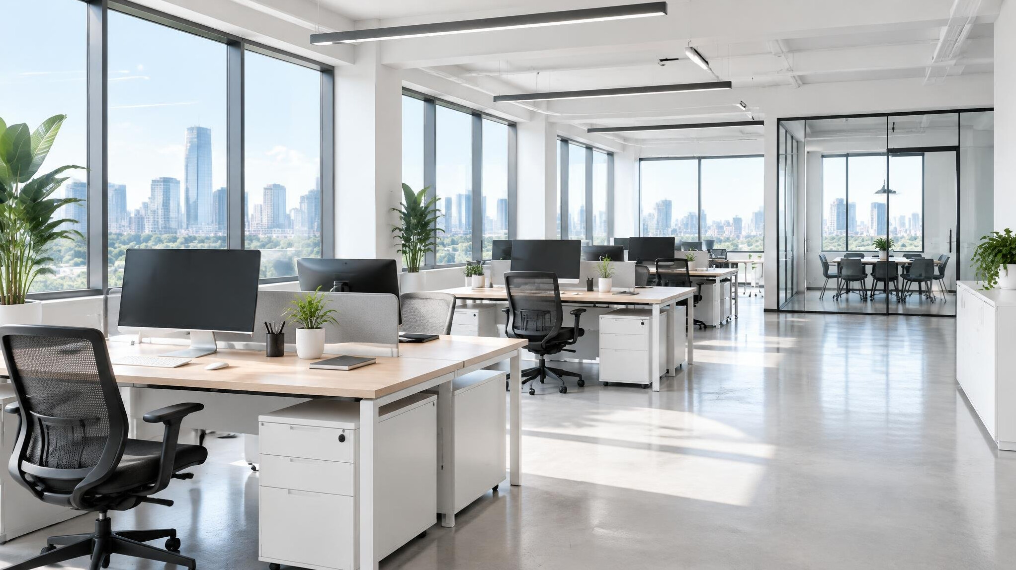 Bright modern open office space